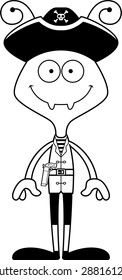 A cartoon pirate ant smiling.