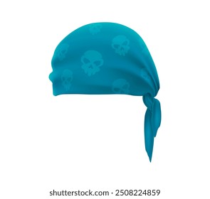 Cartoon chapéu de bandana pirata, mar corsair azul têxtil headwear com padrão de crânio e nó. Vetor isolado lenço de cabeça de marinheiro, vintage rover handkerchief, filibuster, bucaneer traje swashbuckler