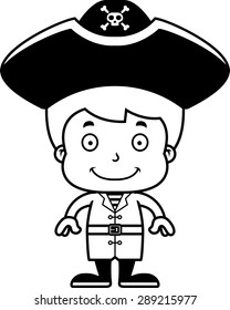 A cartoon pirate boy smiling.