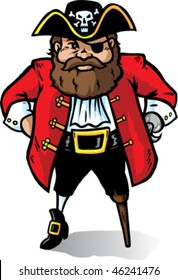 Cartoon Pirate Captain looking very angry. Part of a series.