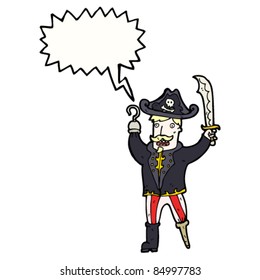 cartoon pirate captain with peg leg and hook