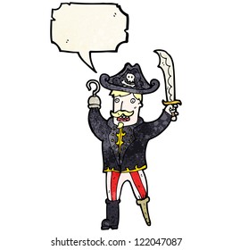 capitán de caricatura pirata con burbuja de habla