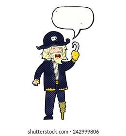 capitán de caricatura pirata con burbuja de habla