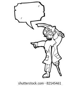 cartoon pirate captain with speech bubble
