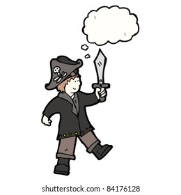 cartoon pirate character with thought bubble