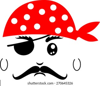 Cartoon pirate face , vector illustration