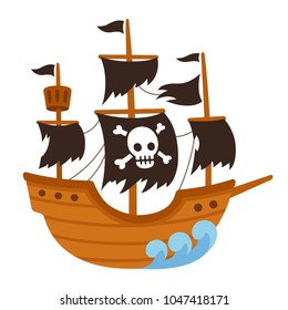 Stylized Cartoon Pirate Ship Illustration Jolly Stock Vector (Royalty ...