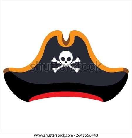 Cartoon pirate hat icon isolated on white. Nautical headwear vector, ideal for pirate parties and costume themes.