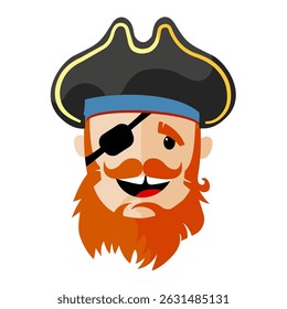 cartoon pirate head with hat – vector illustration