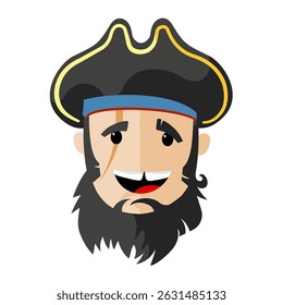 cartoon pirate head with hat – vector illustration