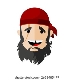 cartoon pirate head with red bandana – vector illustration	