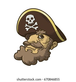 cartoon pirate head  vector emblem element