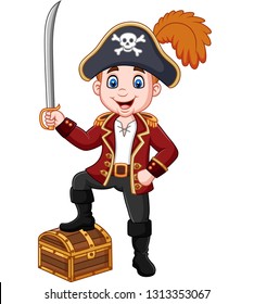 Cartoon pirate holding a sword 