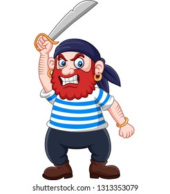 Cartoon pirate holding a sword