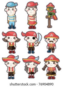 cartoon pirate icon set