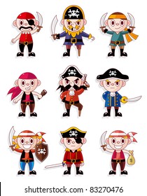 cartoon pirate icon set