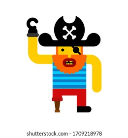 Cartoon pirate isolated. Eye patch filibuster vector illustration
