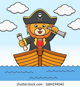 Cartoon pirate lion illustration design vector