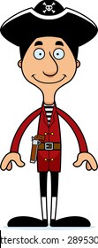 A cartoon pirate man smiling.
