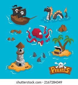 Cartoon pirate map 