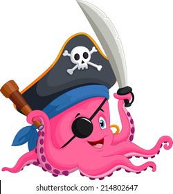 Cartoon pirate octopus