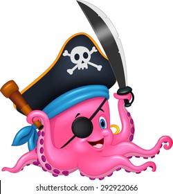 Cartoon pirate octopus