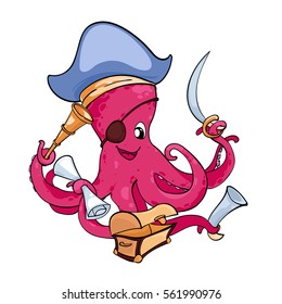 Cartoon pirate octopus