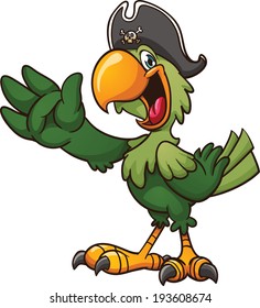 Cartoon pirate parrot. Vector clip art illustration with simple gradients. All in a single layer. 