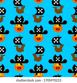 Cartoon pirate pattern seamless. filibuster background. Baby fabric texture. vector ornament