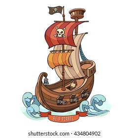 Cartoon Pirate Ship Vector Clip Art Stock Vector (Royalty Free ...