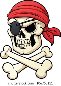 Cartoon pirate skull and crossbones. Vector illustration with simple gradients. All in a single layer.