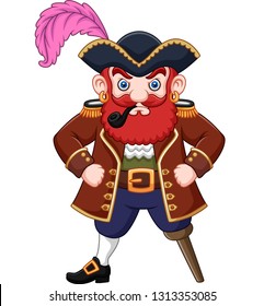 Cartoon Pirate with a smoking pipe