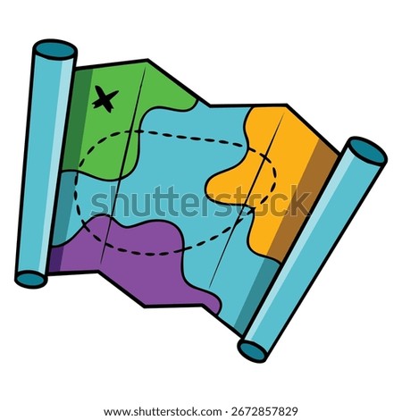 Cartoon pirate treasure map vector icon isolated on white background illustration perfect for adventure web design treasure hunt and creative projects