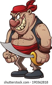 Cartoon pirate. Vector clip art illustration with simple gradients. All in a single layer. 