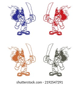 Cartoon Pirate Vector illustration. Ship Sailor Or Pirate
