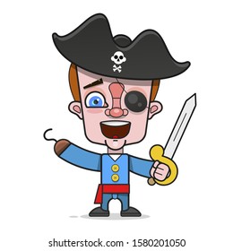 Cartoon Pirate Vector . Suitable For Greeting Card, Poster Or T-shirt Printing.