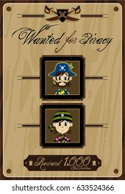 Cartoon Pirate Wanted Poster