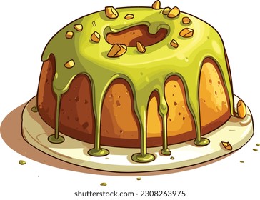 Cartoon Pistachio cake tshirt design, Vector, illustration