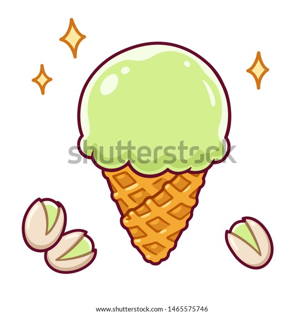 Cartoon Pistachio Ice Cream Waffle Cone Stock Vector Royalty Free