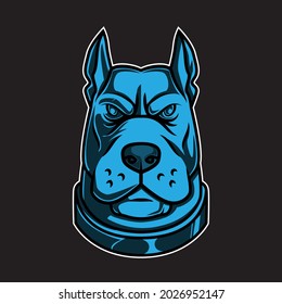 Cartoon pit bull dog head vector illustration suitable for logo base or other use