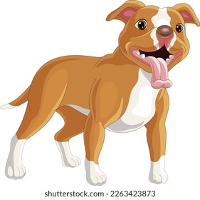 Cartoon pitbull dog on white background