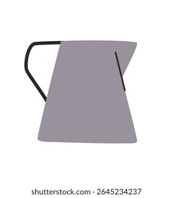 Cartoon pitcher for frothing milk. Vector flat illustration. White background.