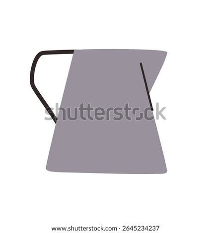 Cartoon pitcher for frothing milk. Vector flat illustration. White background.