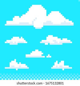 Cartoon Pixel Art Clouds Set Stock Vector (royalty Free) 1675132801 