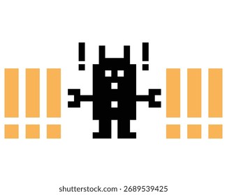 Dibujos animados pixel art de humanoide robot o ai aprendizaje robot chat bot máquina negocio Vector personaje automatización de fondo 8 bit concepto de inteligencia artificial.