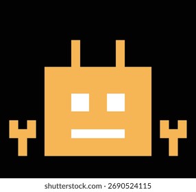 Dibujos animados pixel art of humanoid robot robot robot chat bot máquina Vector de negocios automatización de personajes fondo electrónico concepto de inteligencia artificial de 8 bits.