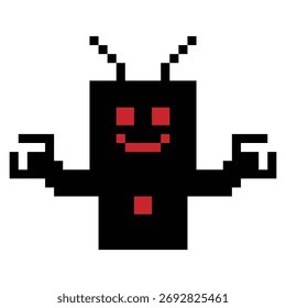 Cartoon Pixel Kunst des humanoiden Roboter lernen Spielzeug Roboter Ingenieur Bot Maschine Business Vektor Charakter Automatisierung elektronischer Hintergrund 8 Bit künstliche Intelligenz Konzept.