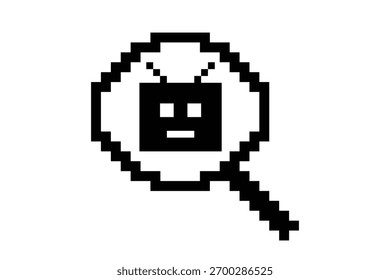 Cartoon Pixel Kunst des humanoiden Roboter lernen Spielzeug Roboter Ingenieur Bot Maschine Business Vektor Charakter Automatisierung elektronischer Hintergrund 8 Bit künstliche Intelligenz Konzept.