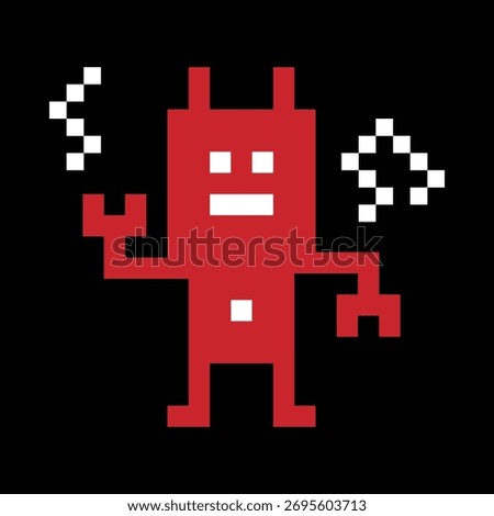 Cartoon pixel art humanoid robot learning toy robotic engineer bot machine business vector character automation electronic background 8 bit artificial intelligence design.