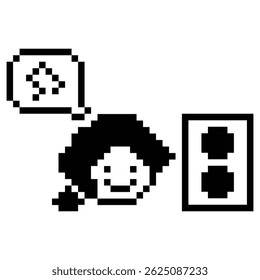 Cartoon pixel personagem bonito mulher dança estilo de vida ouvir música decoração estilo de vida 8 bits menina dança desfrutar de jogo de música vetor isolado de 8bit.